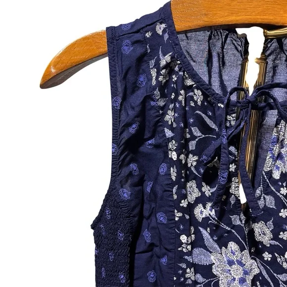 Old Navy Navy Blue Floral Maxi Dress Boho Festival Medium - Picture 4 of 14